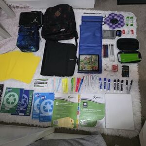 School Supplies Bundle with Backpacks and Organizers - Black & Blue